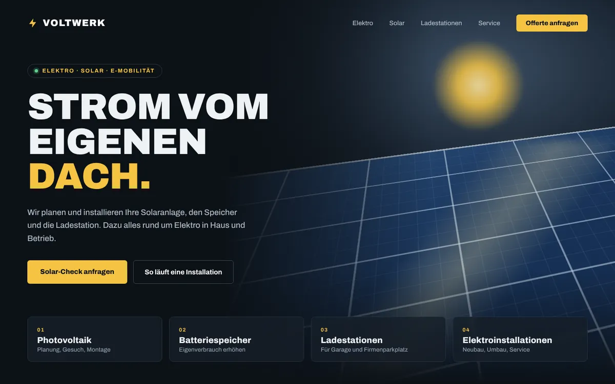 Beispiel-Design für einen Elektro- und Solarbetrieb
