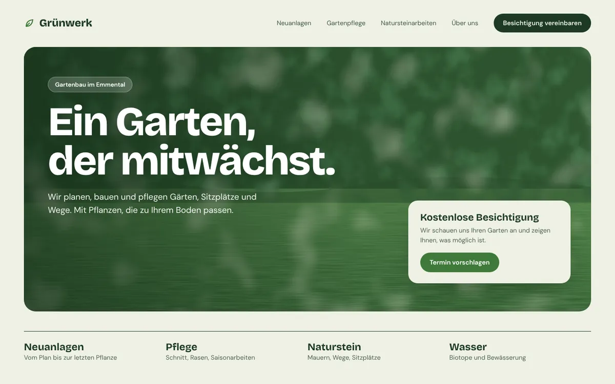 Beispiel-Design für einen Gartenbaubetrieb